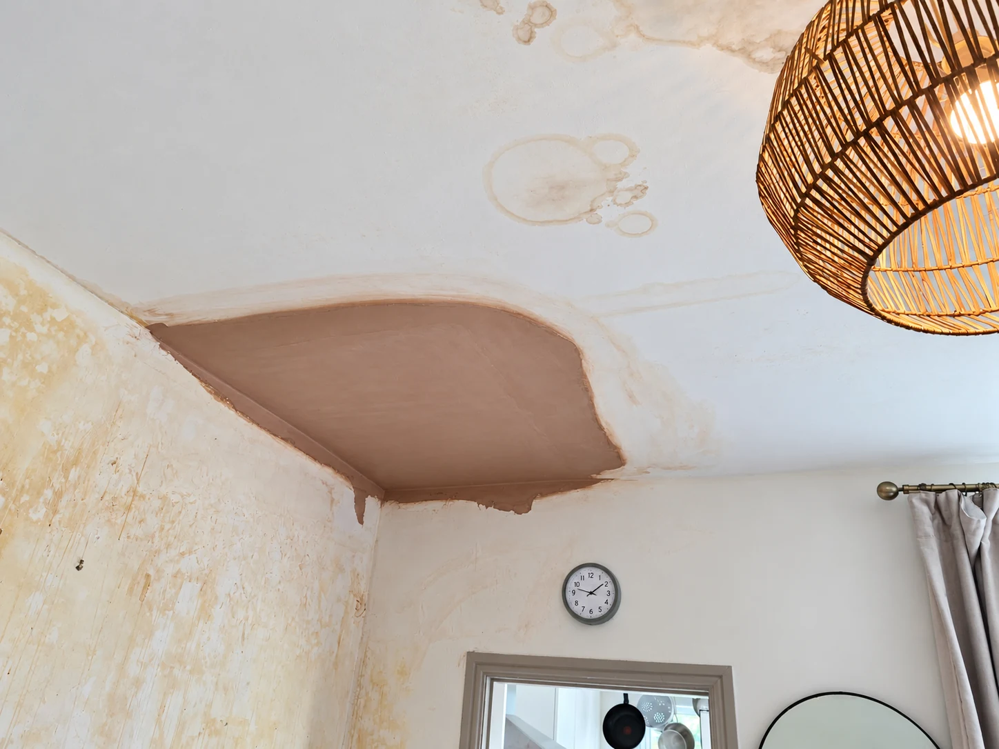 Finished plaster patch repair to a ceiling in Sheffield
